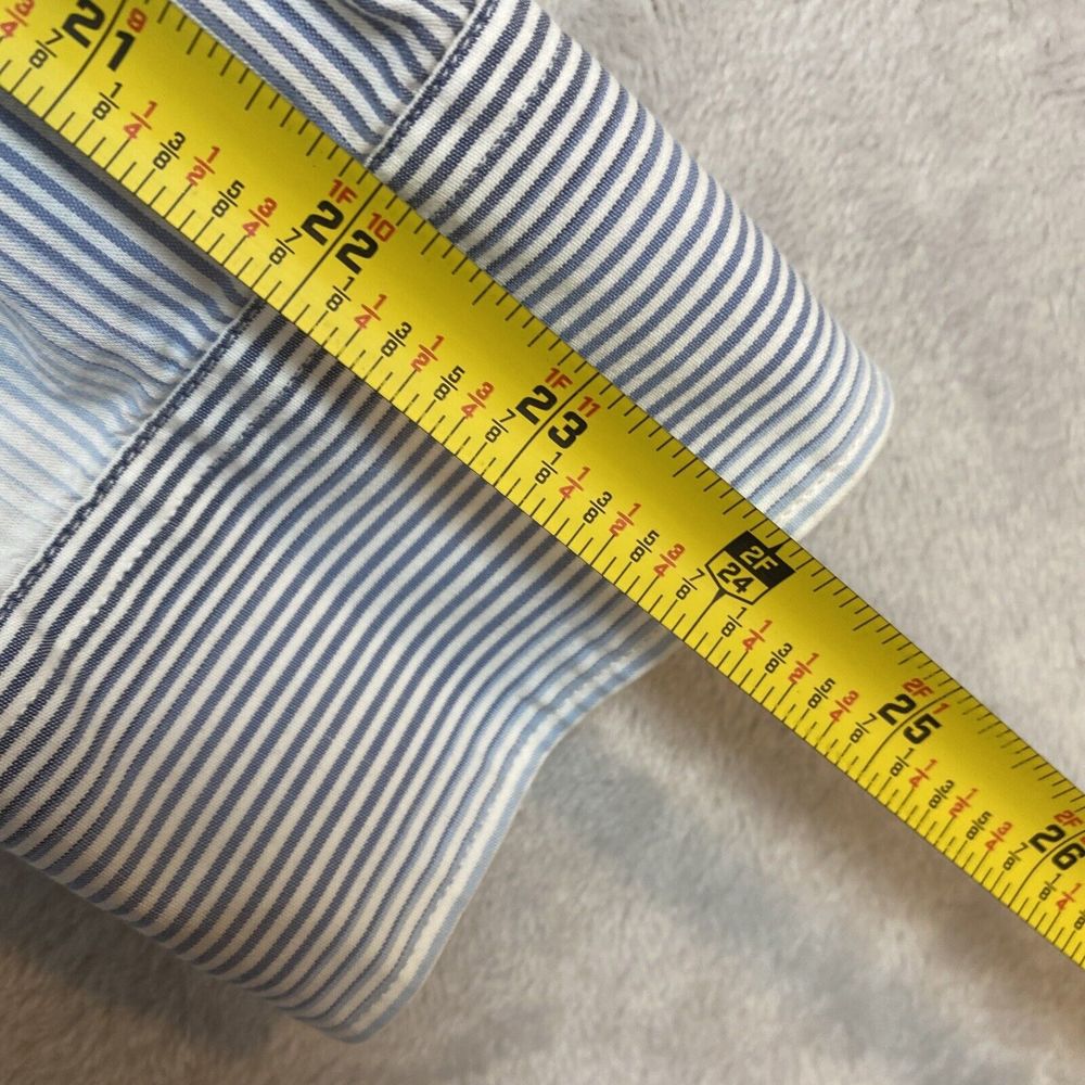 Michael Kors Men's‎ Adult Sz L Button Shirt Long Sleeve Striped Blue/Wht Striped - Picture 6 of 8